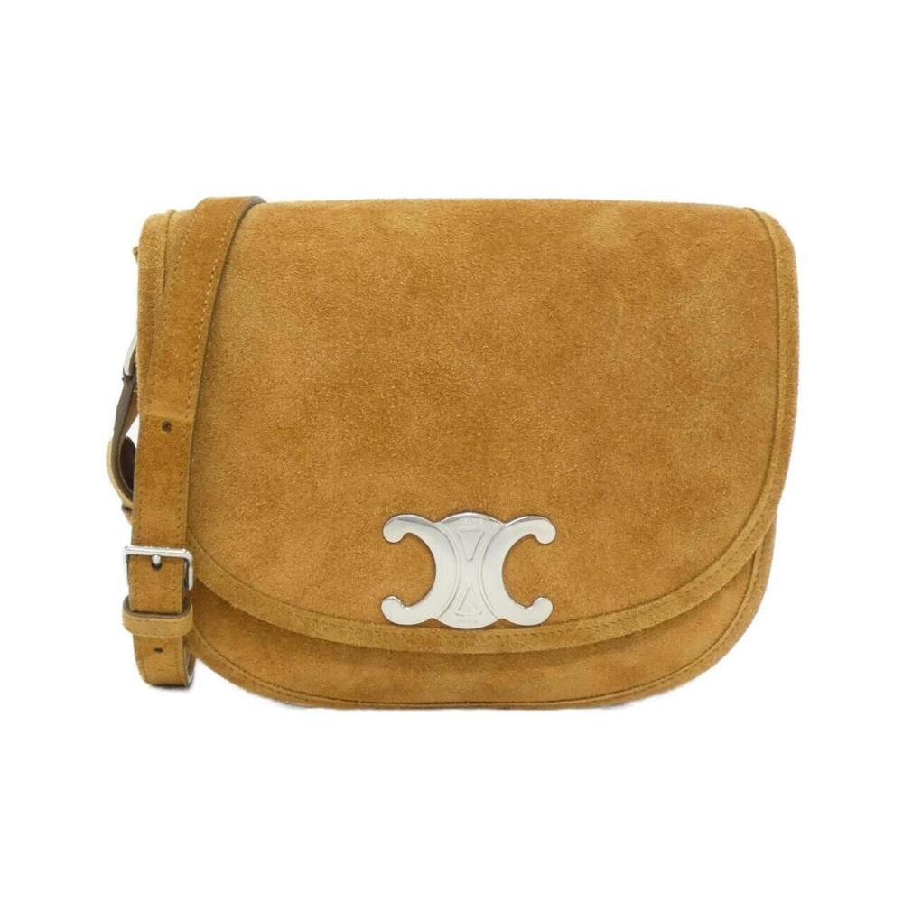 Celine Triomphe Besace messenger bag crafted brown suede calfskin